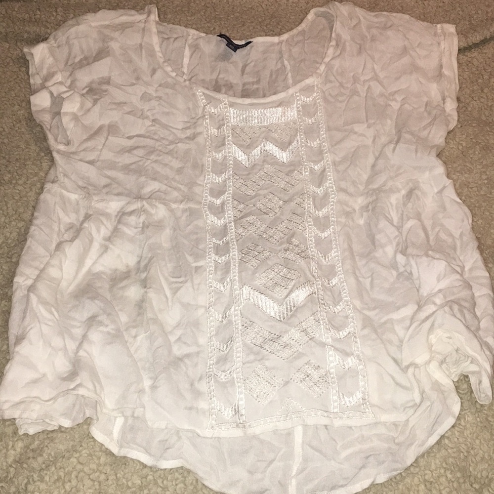 Embroidered cream shirt from ae